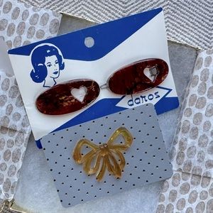 Set of Translucent Plastic and Vintage Hair Clips